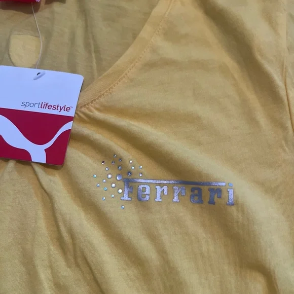 Ferrari V neck tee womens Puma Ferrari vibrant yellow nwt - Picture 9 of 10